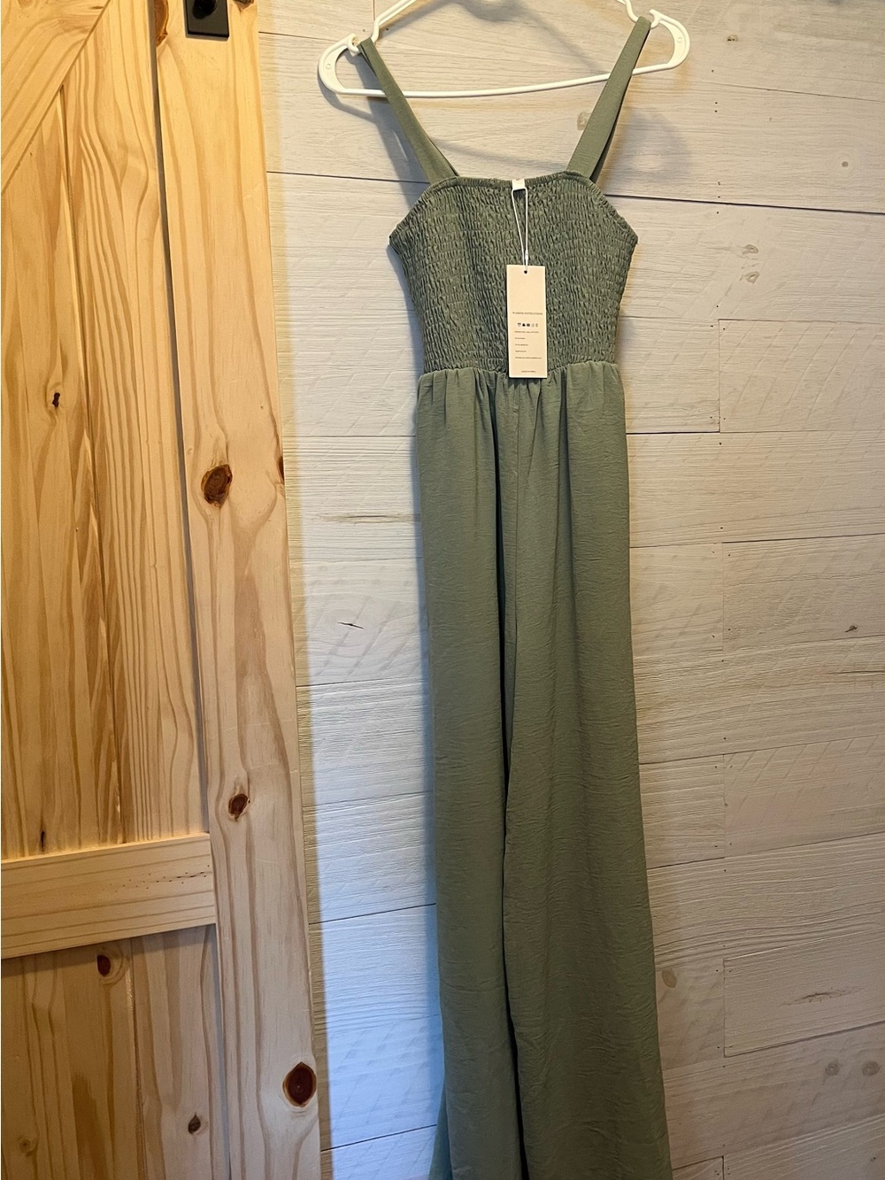 Smocked Wide-Leg Jumpsuit - Sage Green